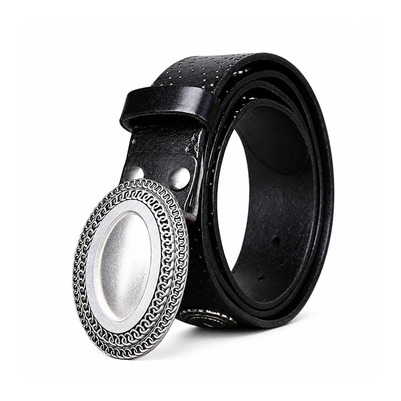 Mesa Western Leather Belt with Oval Plate Buckle | 3.8cm Wide