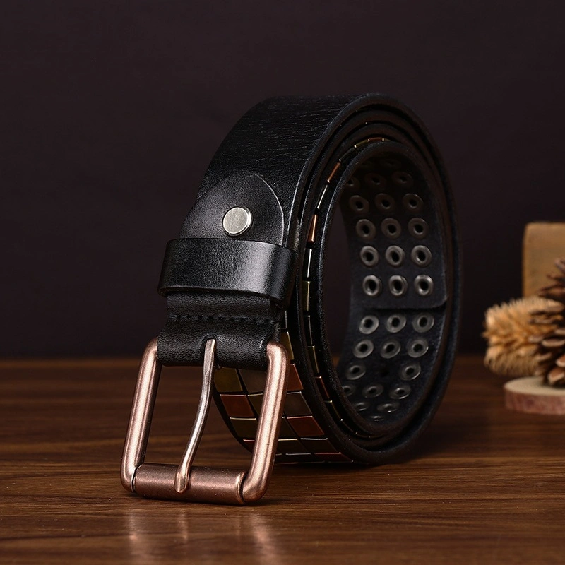 Mosaic Forge Leather Belt with Alloy Buckle | 3.8cm Wide