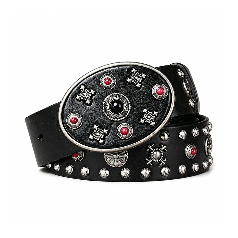 Redstone Crest Leather Belt with Plate Buckle | 3.8cm Wide
