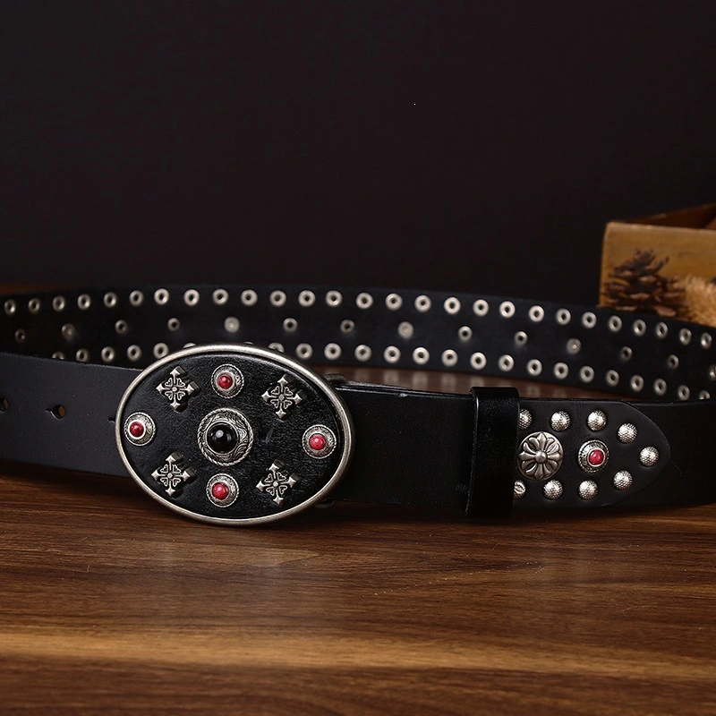 Redstone Crest Leather Belt with Plate Buckle | 3.8cm Wide