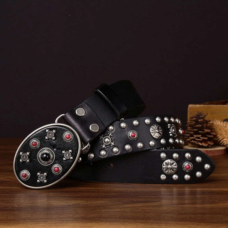 Redstone Crest Leather Belt with Plate Buckle | 3.8cm Wide