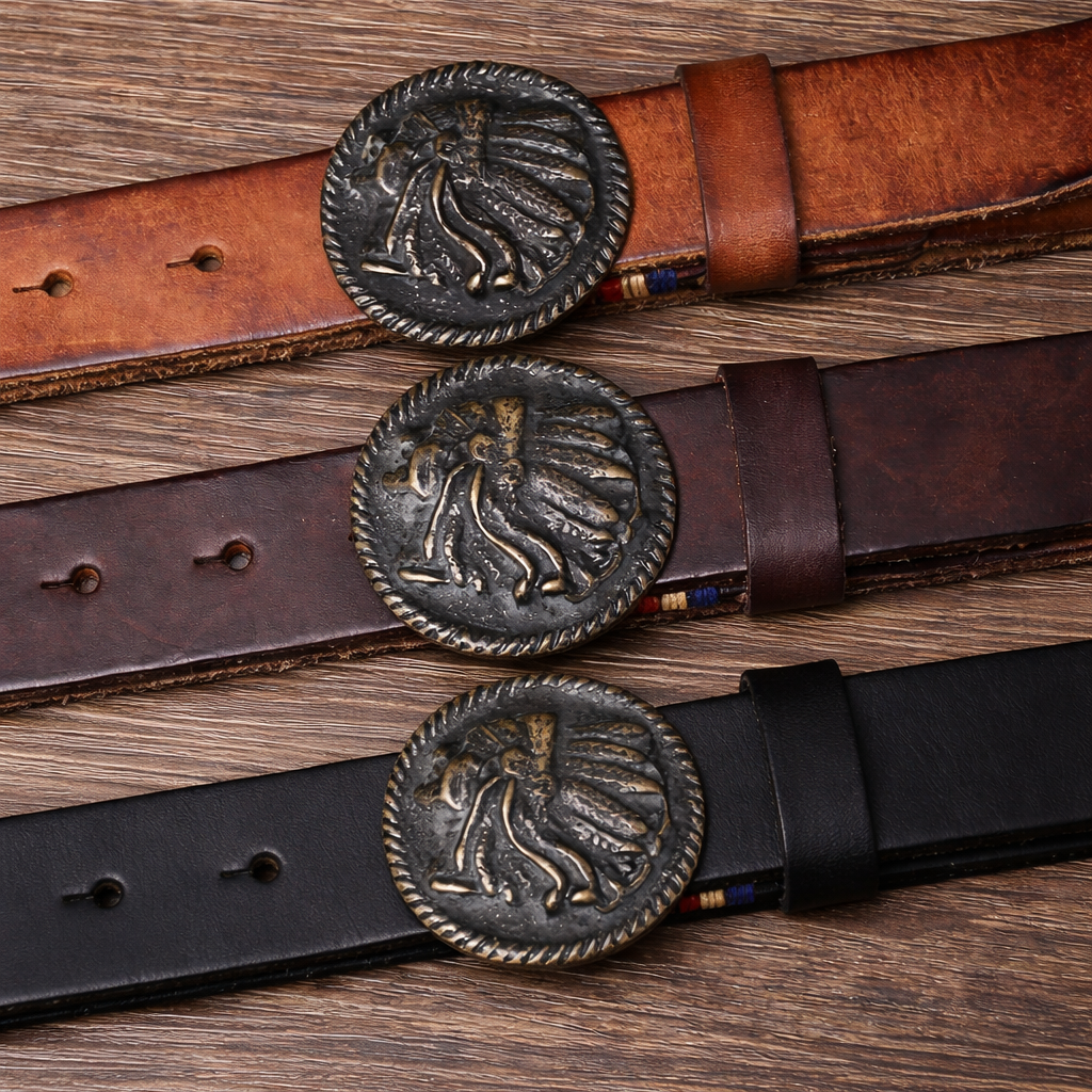 Vintage Genuine Leather Belt Wide 3.3CM B73