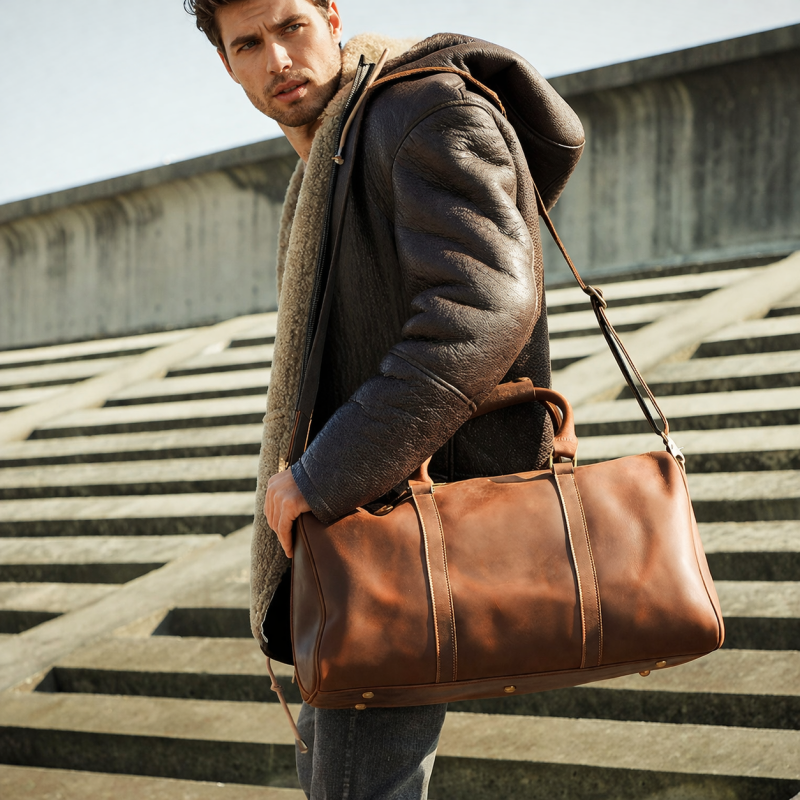 Vintage Leather Travel Duffle Bag VB43-KKICO