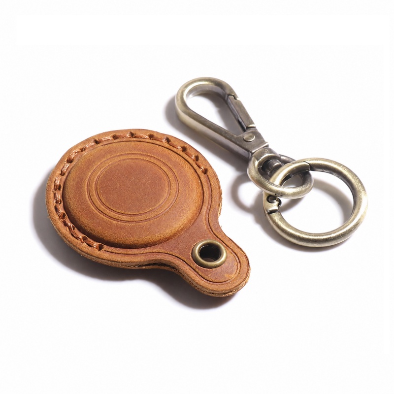 Leather AirTag Holder Keychain Case
