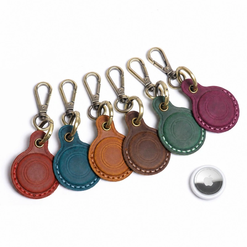 Leather AirTag Holder Keychain Case