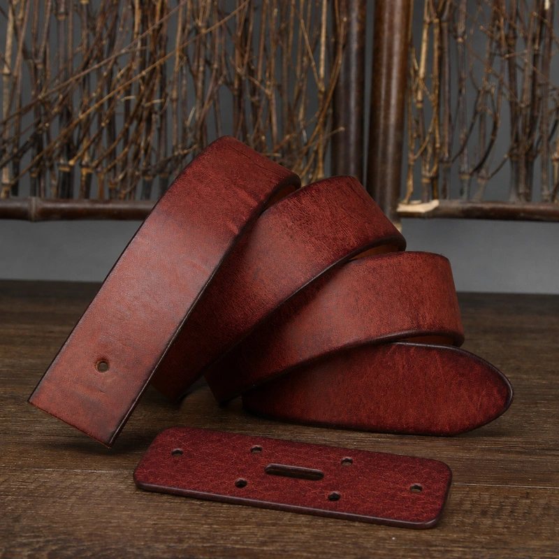 Chestnut brown full-grain leather belt strap replacement