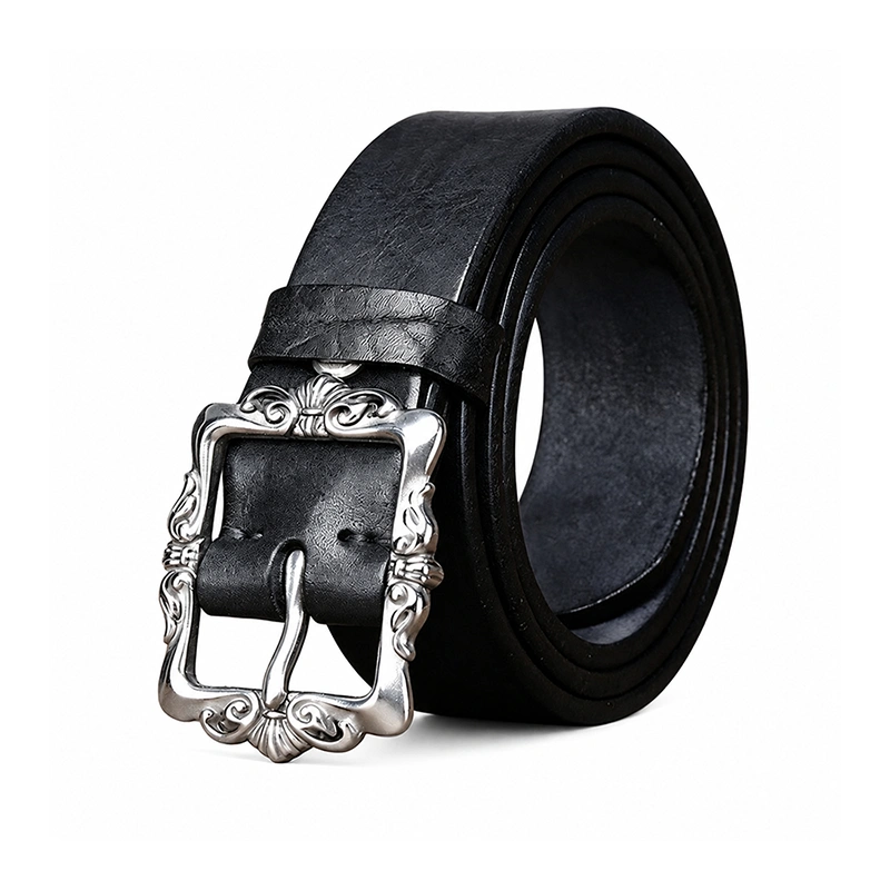 Canyon Scroll Leather Belt with Stainless Steel Pin Buckle | 3.8cm Wide