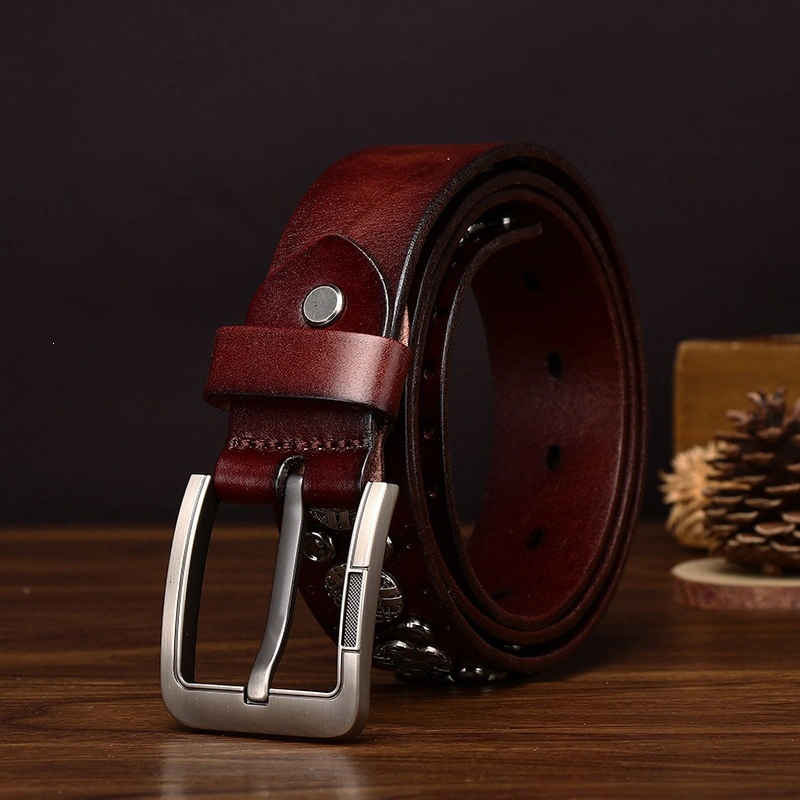 Iron Trail Studded Leather Belt with Alloy Pin Buckle | 3.8cm Wide