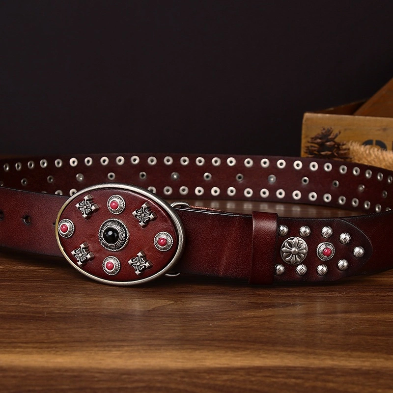 Redstone Crest Leather Belt with Plate Buckle | 3.8cm Wide