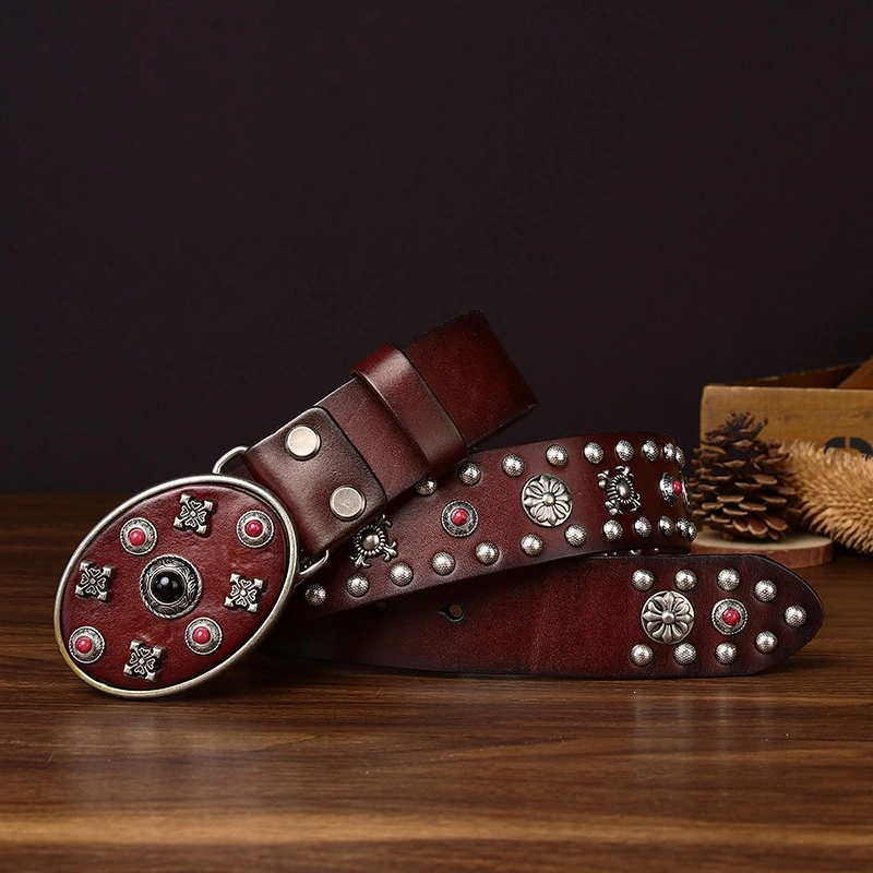 Redstone Crest Leather Belt with Plate Buckle | 3.8cm Wide