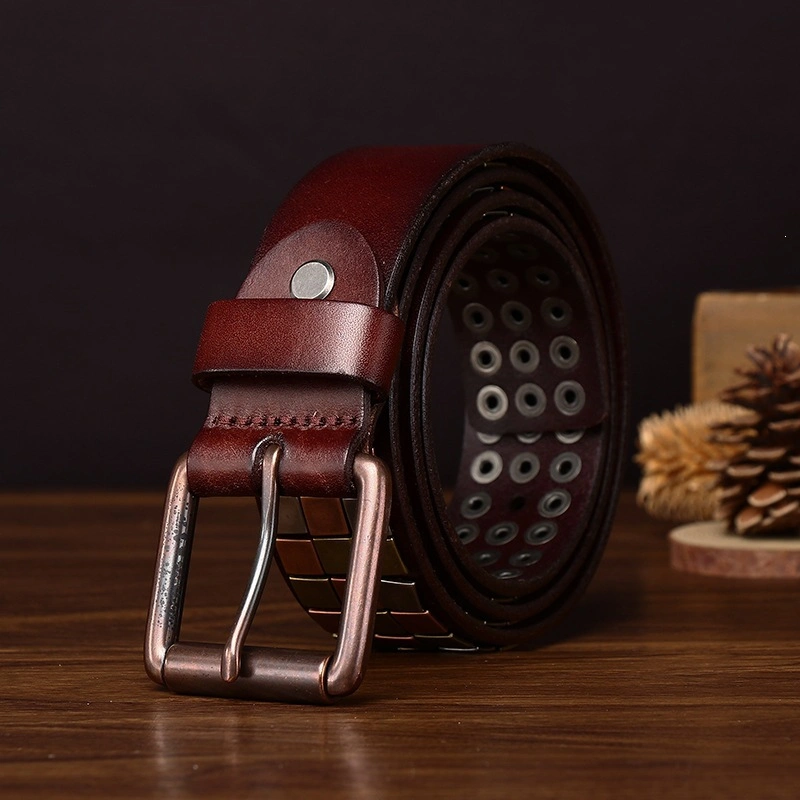 Mosaic Forge Leather Belt with Alloy Buckle | 3.8cm Wide