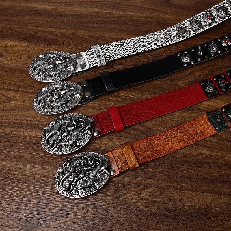 Draco Western Leather Belt with Plate Buckle | 3.8cm Wide