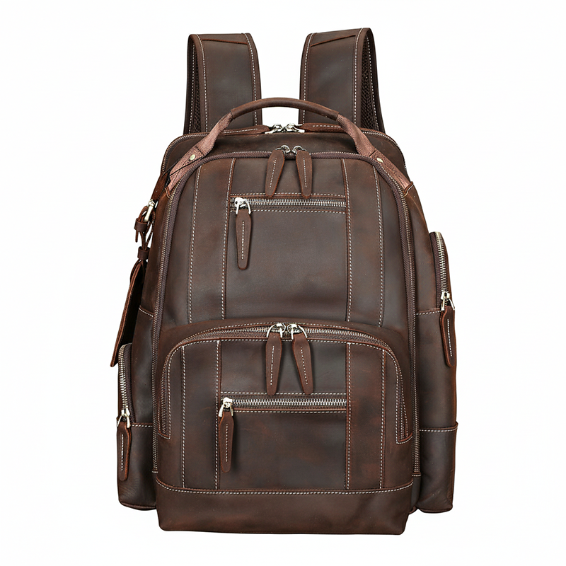 Vintage Cowhide Leather Travel Backpack