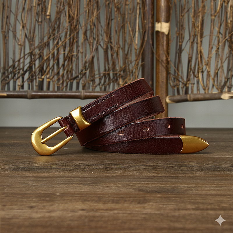 Vintage Genuine Leather Belt 1.8cm Wide B22