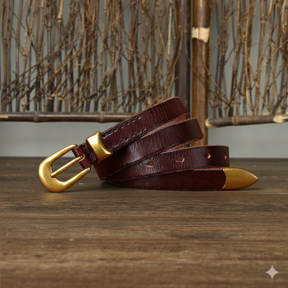 Vintage Genuine Leather Belt 1.8cm Wide B22