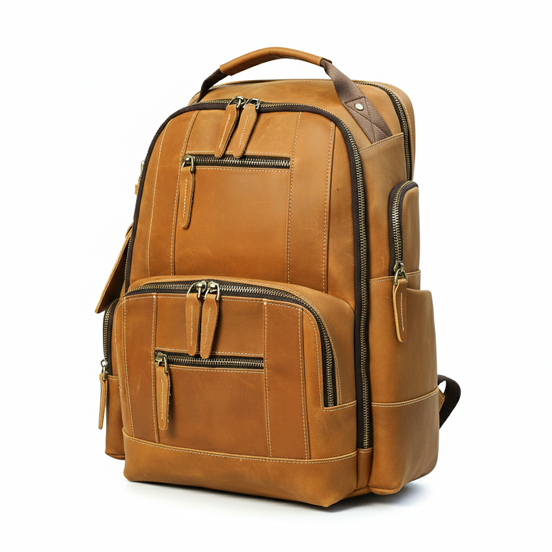 Vintage Cowhide Leather Travel Backpack