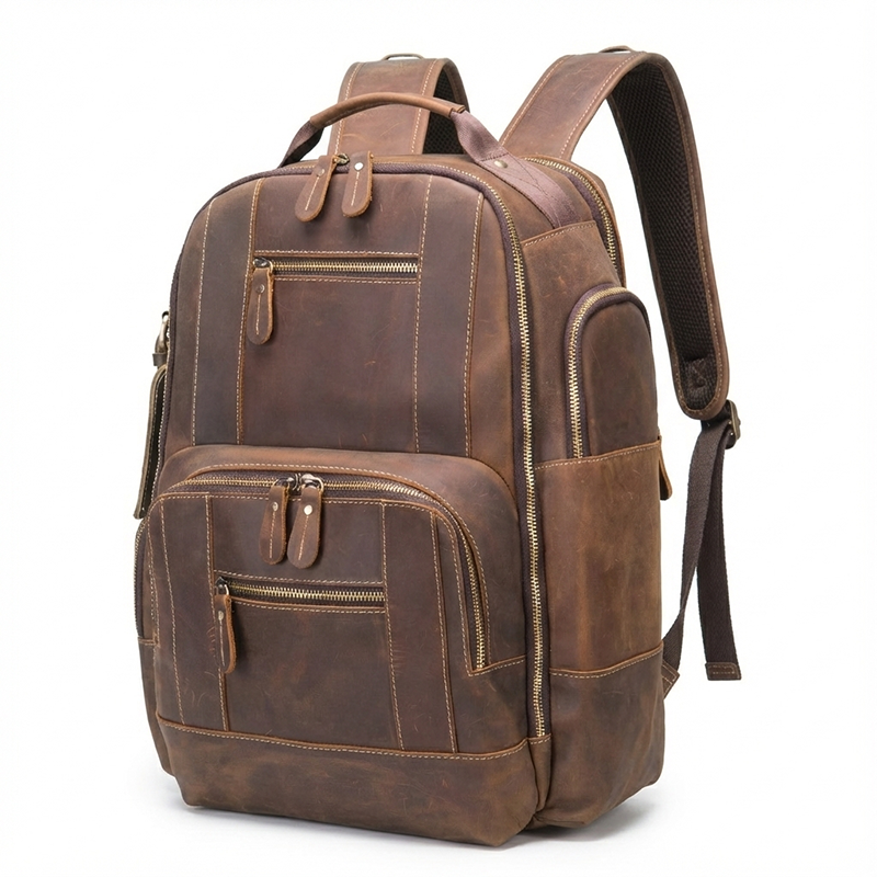 Vintage Cowhide Leather Travel Backpack