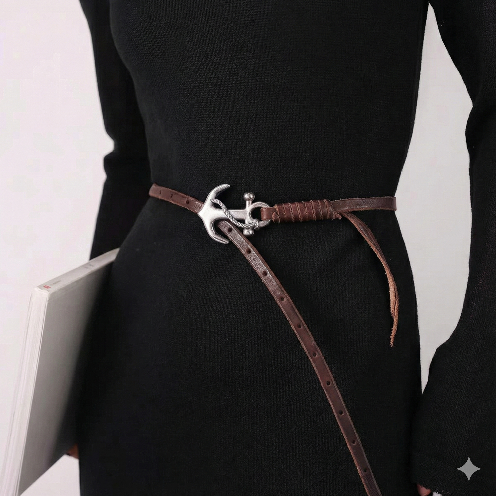 Ins-style Embossed Genuine Leather Belt 0.8cm Wide B28