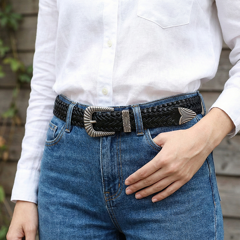 Hand-woven Genuine Leather Belt 3.0cm B15