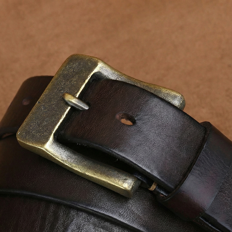 Vintage Brass Buckle Genuine Leather Belt Wide 3.8CM B61-KKICO