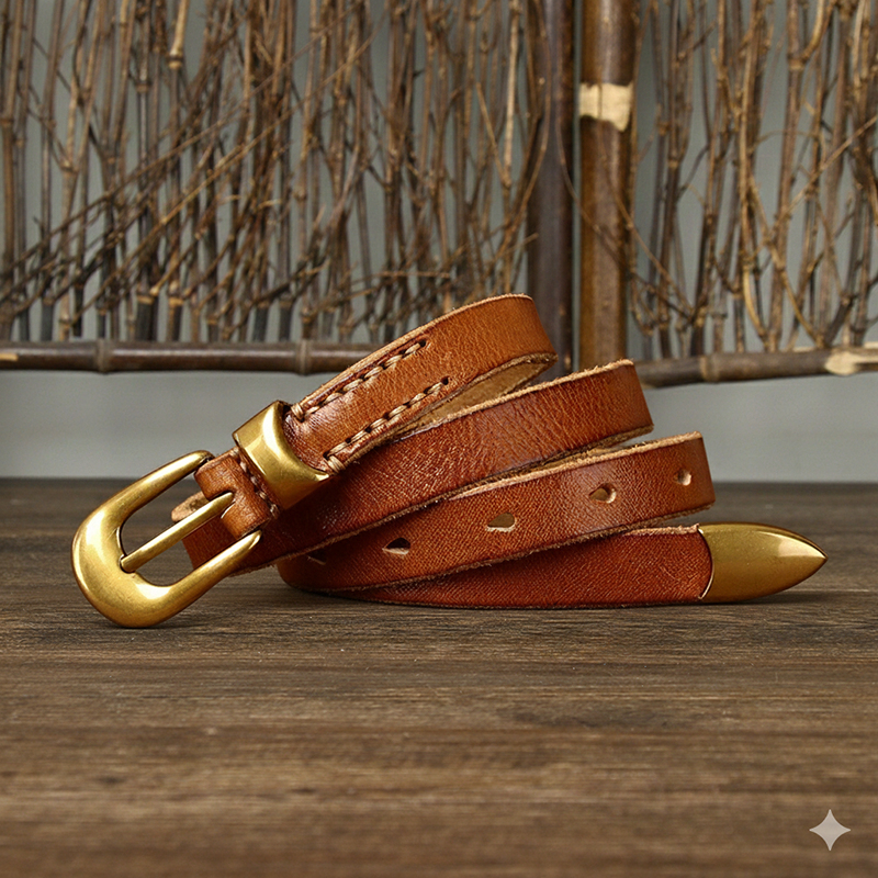 Vintage Genuine Leather Belt 1.8cm Wide B22