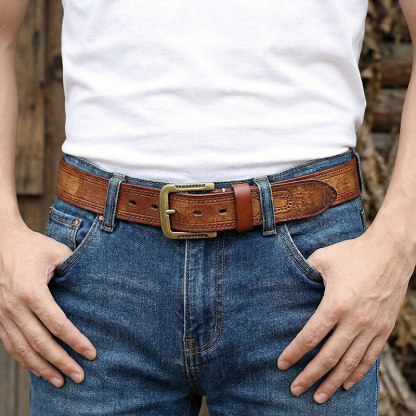 Vintage Embossed Matte Genuine Leather Belt 3.8cm B12