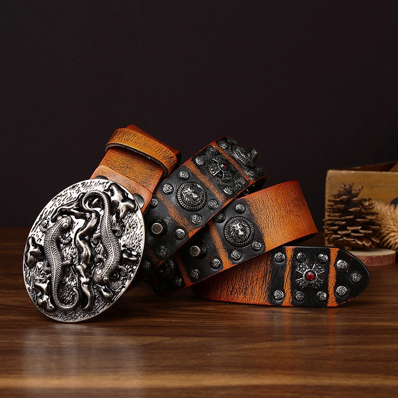 Draco Western Leather Belt with Plate Buckle | 3.8cm Wide