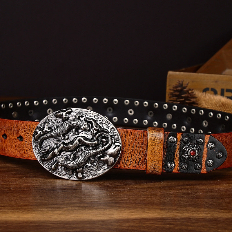 Draco Western Leather Belt with Plate Buckle | 3.8cm Wide
