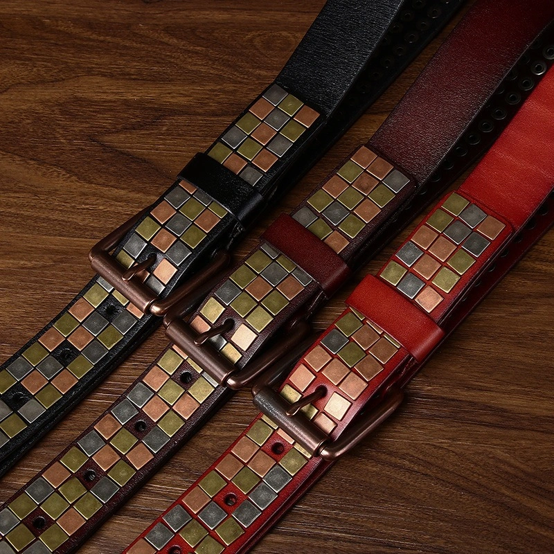 Mosaic Forge Leather Belt with Alloy Buckle | 3.8cm Wide