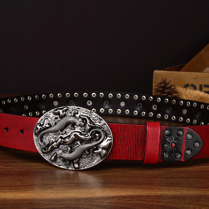 Draco Western Leather Belt with Plate Buckle | 3.8cm Wide