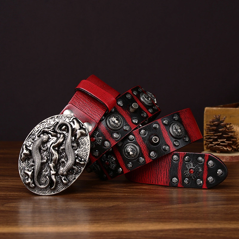 Draco Western Leather Belt with Plate Buckle | 3.8cm Wide