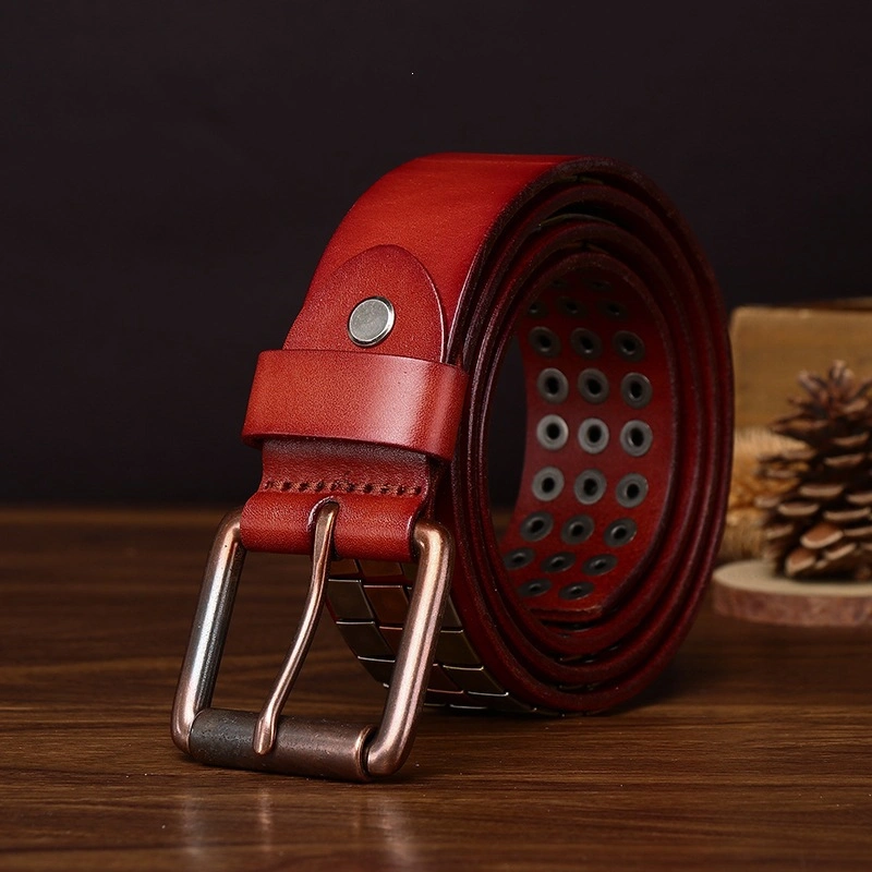 Mosaic Forge Leather Belt with Alloy Buckle | 3.8cm Wide