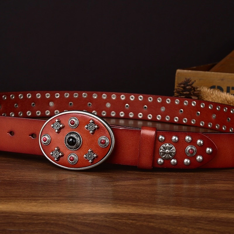 Redstone Crest Leather Belt with Plate Buckle | 3.8cm Wide