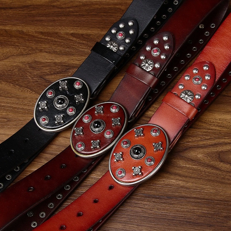 Redstone Crest Leather Belt with Plate Buckle | 3.8cm Wide