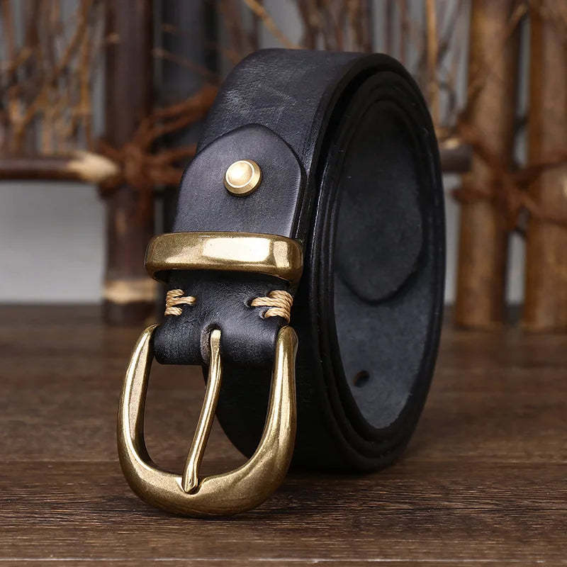 Giovanni Brass Buckle Leather Belt