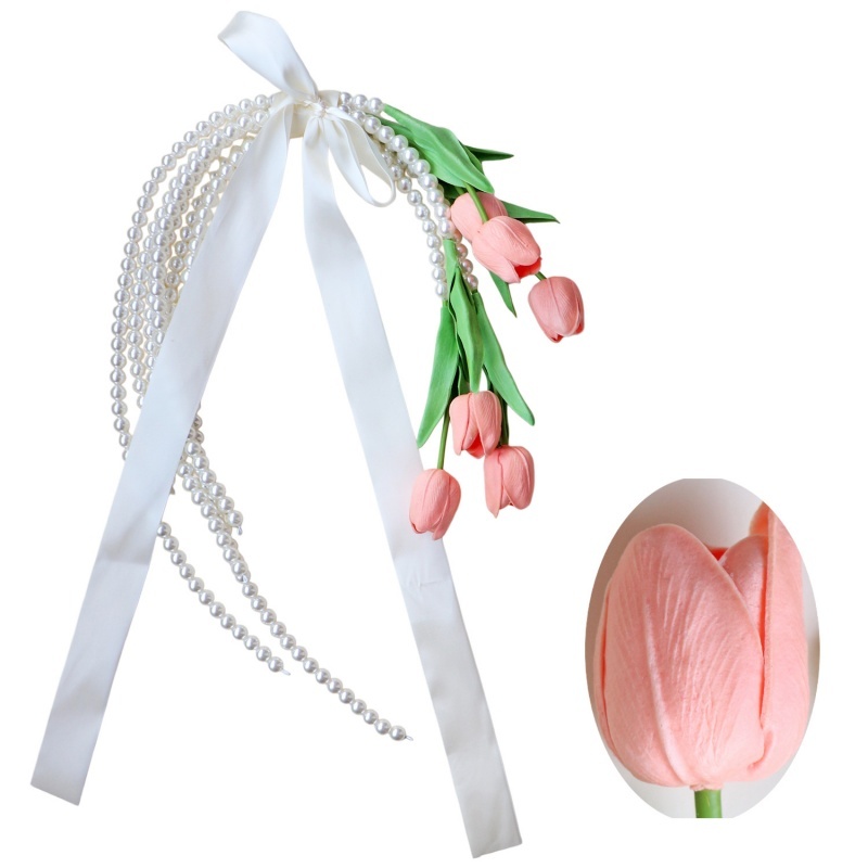 Exquisite Faux Tulip and Pearl Bridal Bouquet