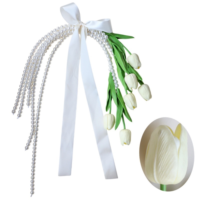 Exquisite Faux Tulip and Pearl Bridal Bouquet