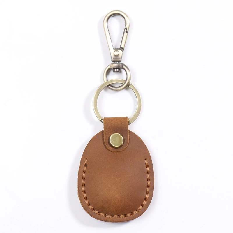 Leather AirTag Holder Keychain for Keys, Bags & Luggage