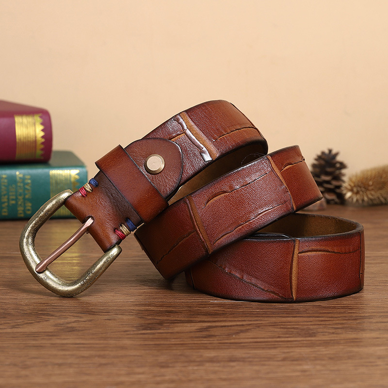 Vintage Genuine Leather Belt Wide 3.8CM B71