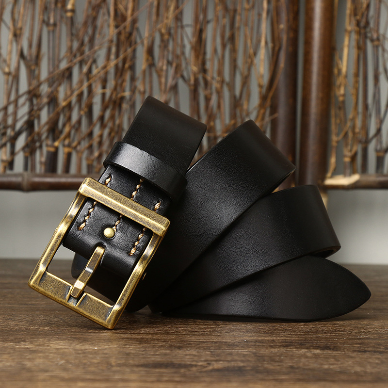 Marenzo Brass Leather Belt Wide 3.8CM B76-KKICO