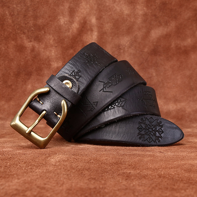 Vintage Genuine Leather Belt Wide 3.8CM B74