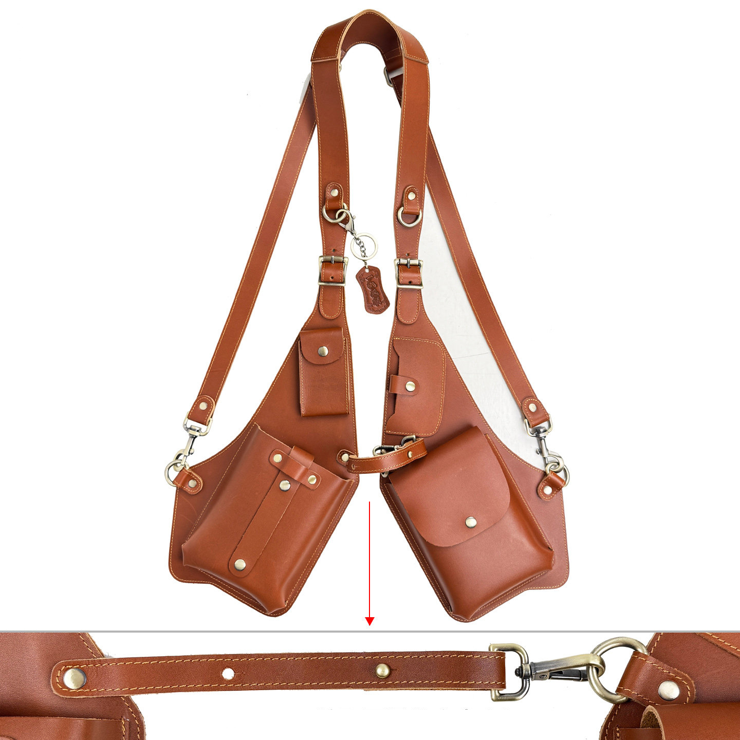 Multi-Pocket Leather Holster Bag for Men
