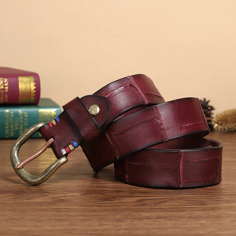 Vintage Genuine Leather Belt Wide 3.8CM B71