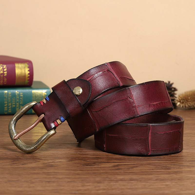 Vintage Genuine Leather Belt Wide 3.8CM B71