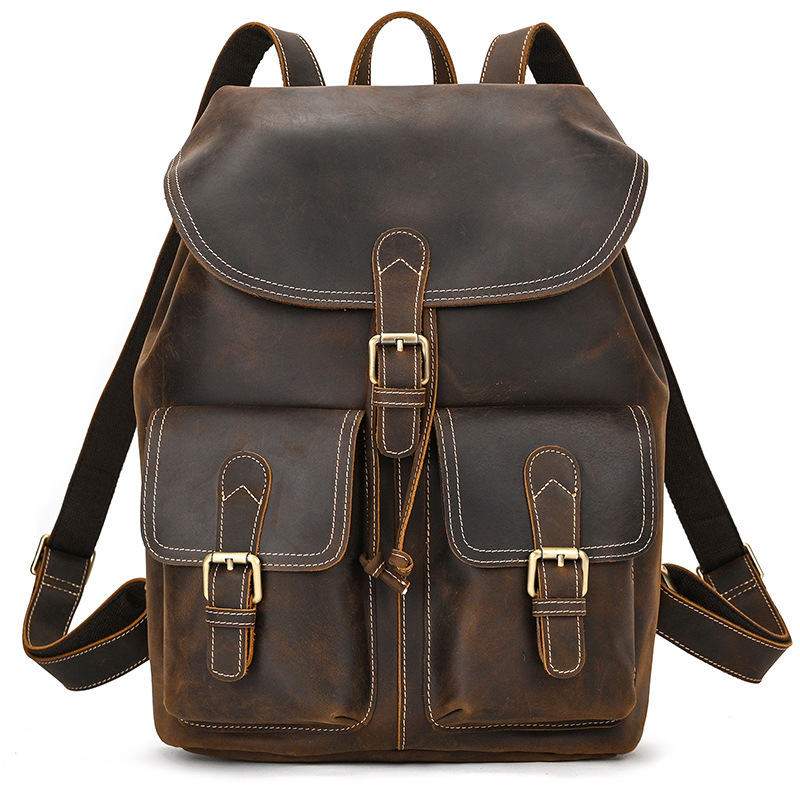Vintage Leather Rucksack Backpack | 41cm Flap-Top Bag