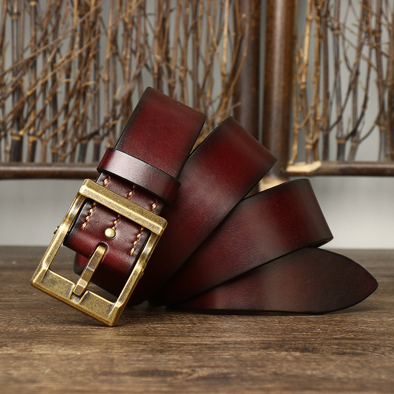 Marenzo Brass Leather Belt Wide 3.8CM B76-KKICO