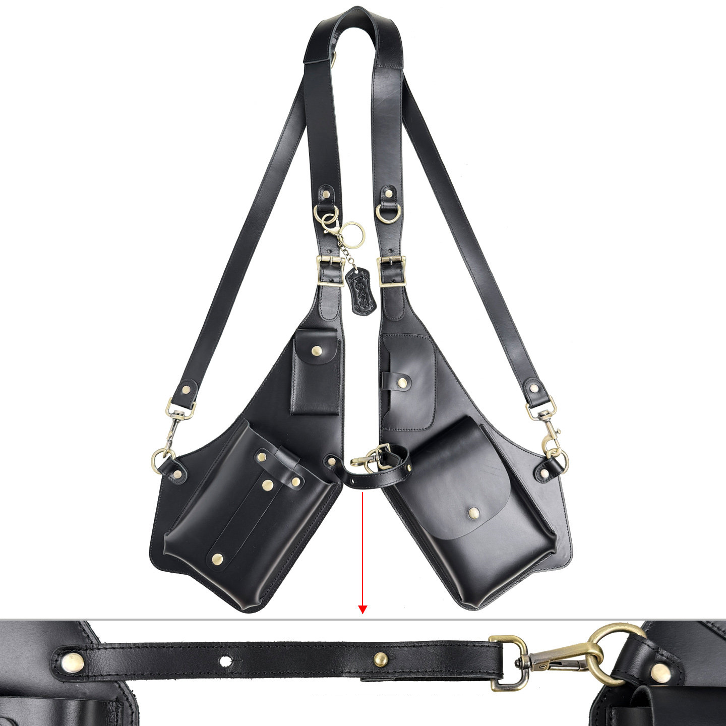 Multi-Pocket Leather Holster Bag for Men