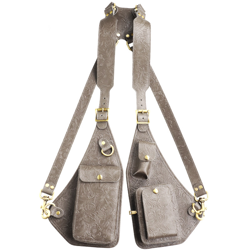 Vintage Embossed Leather Shoulder Holster Bag for Men
