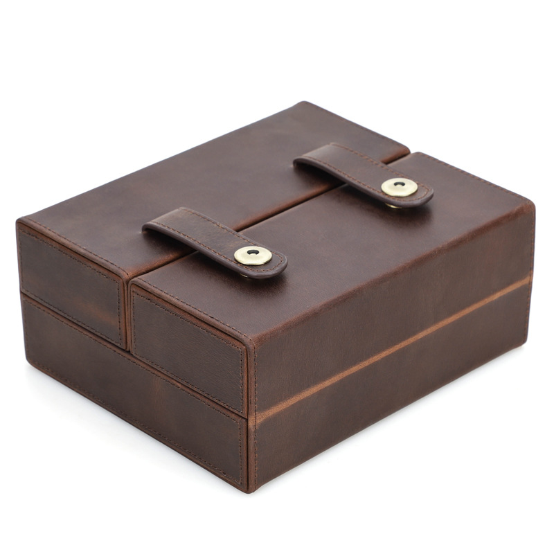 Vintage Crazy Horse Leather Travel Cigar Humidor AB08