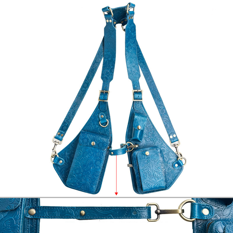 Vintage Embossed Leather Shoulder Holster Bag for Men